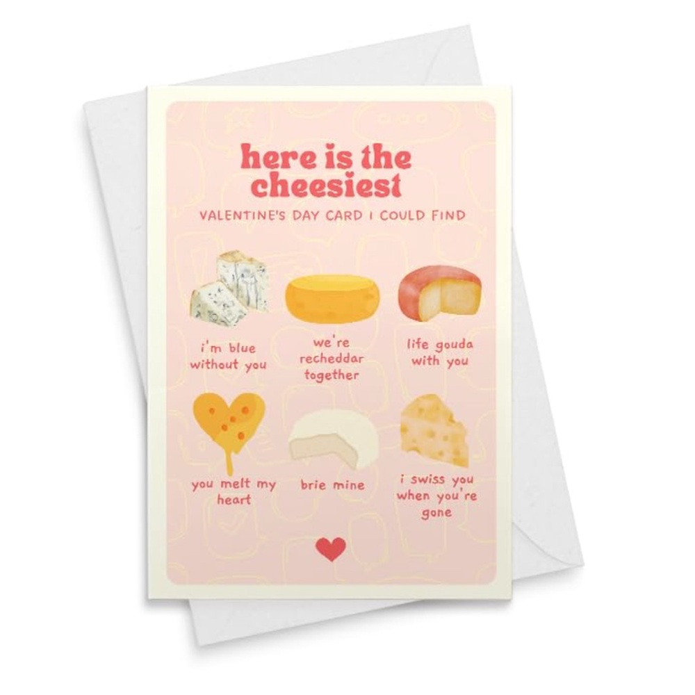 Cheesy Valentine's Day Card, Cheese Card, Cheese Lover, Valentine's Card, Funny